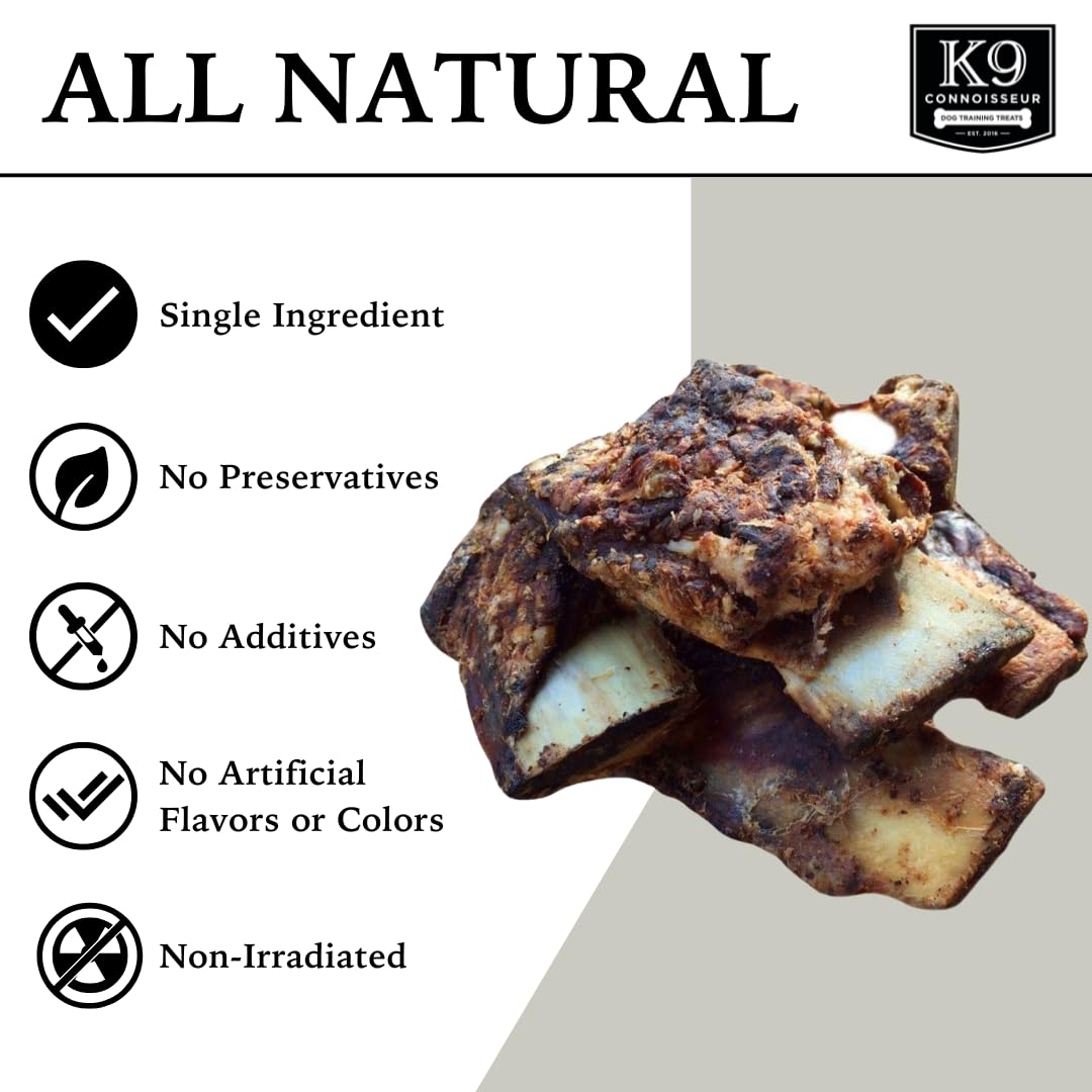 K9 Connoisseur riblets d'os de bœuf – texture croquante pour chiens miniatures.