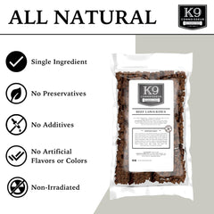 K9 Connoisseur poumon-boeuf-naturel, friandise sans additifs pour chiens gourmands.
