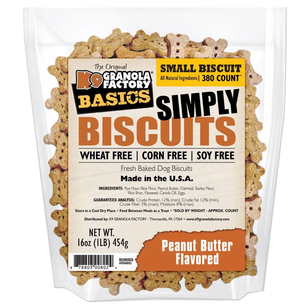 K9 Granola Factory Simply Biscuits Peanut Butter — biscuit croquant pour chien, récompense idéale.