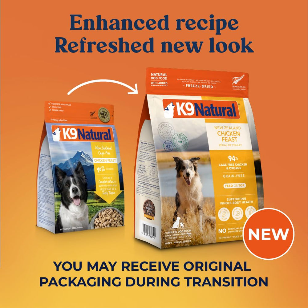 K9 Natural Poulet Lyophilise, sachet refermable pour conservation pratique.
