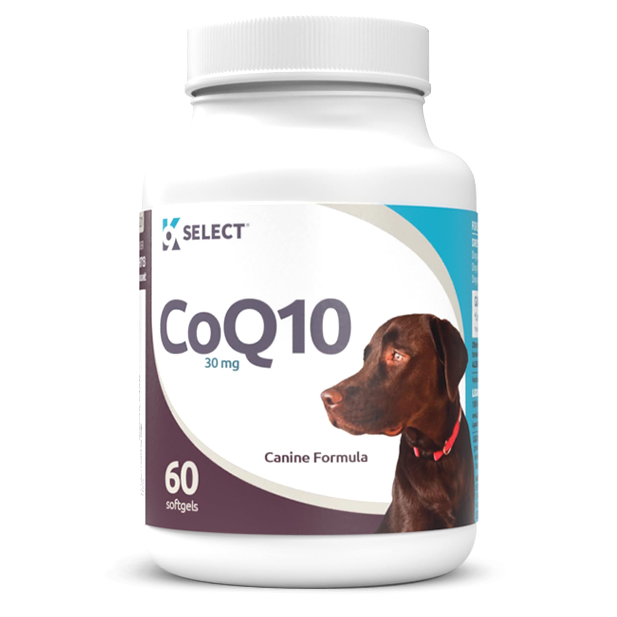 K9 Select CoQ10, bouteille de 60 gélules, soutien énergétique pour chien.