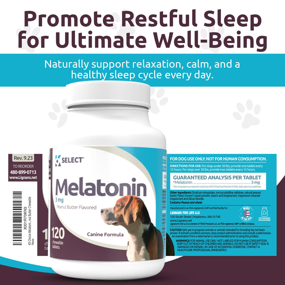 K9 Select Mélatonine : chews apaisants pour aider le chien à se détendre le soir.