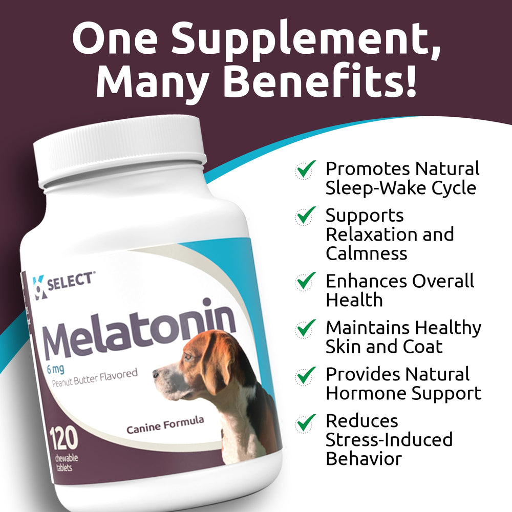 Dosage 6 mg et affichage clair sur l emballage K9 Select Melatonine