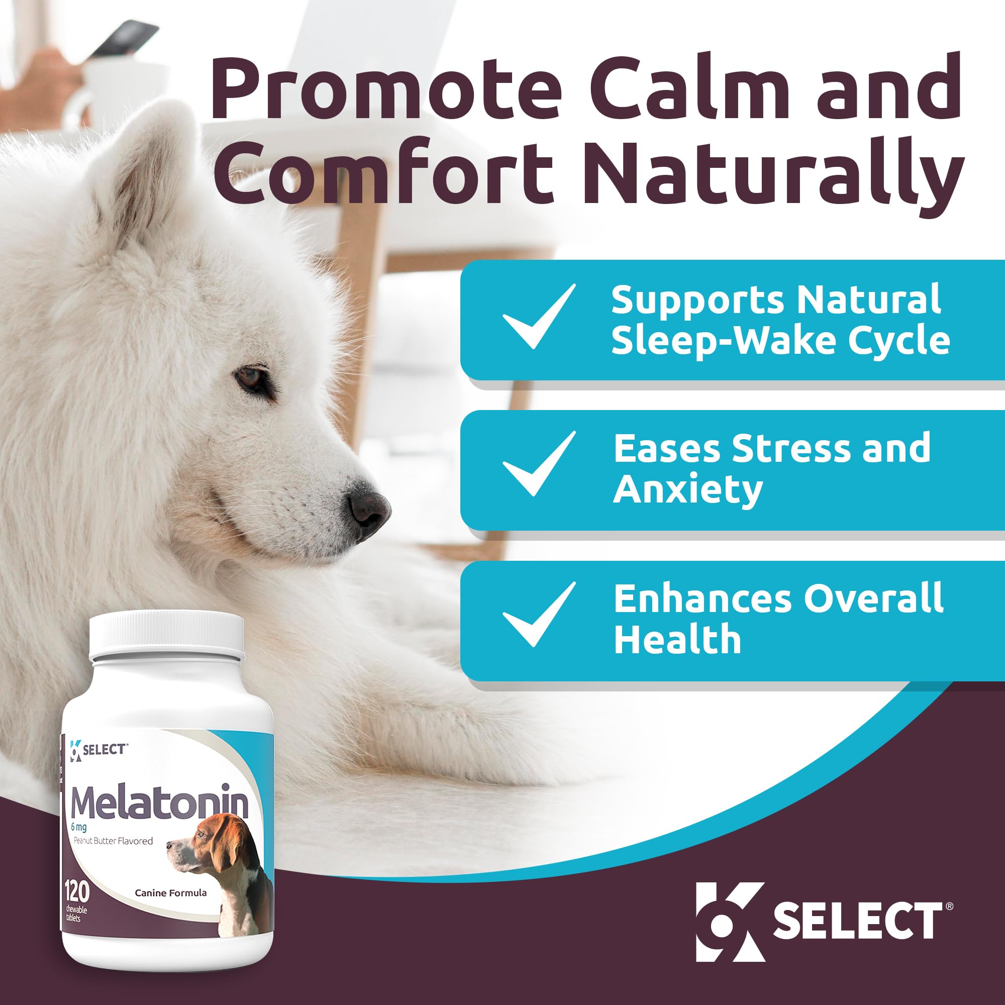 Friandises melatonine K9 Select beurre d arachide pour grand chien favorisant le calme