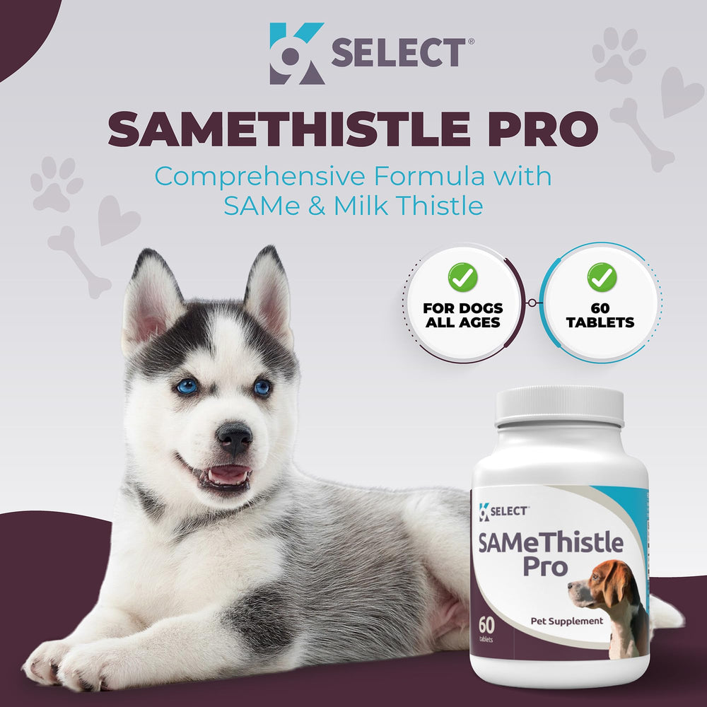 K9 Select SAMeThistle Pro – Boîte d’emballage, présentation claire des ingrédients.