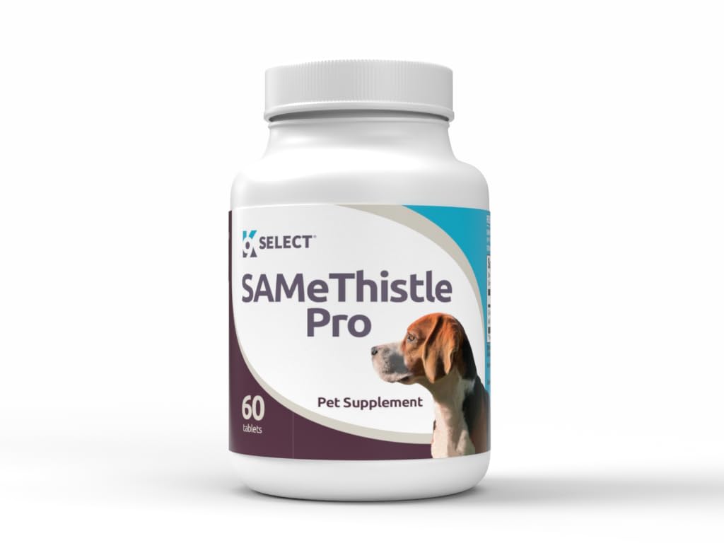 K9 Select SAMeThistle Pro – Bouteille et Étiquette, soutien potentiel du foie pour chiens.