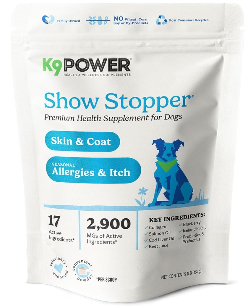 K9Power Show Stopper – versement bouteille, administration facile pour peau et pelage.