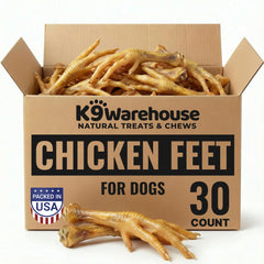 Friandises K9warehouse: pattes de poulet pour chien, croquantes et naturelles.