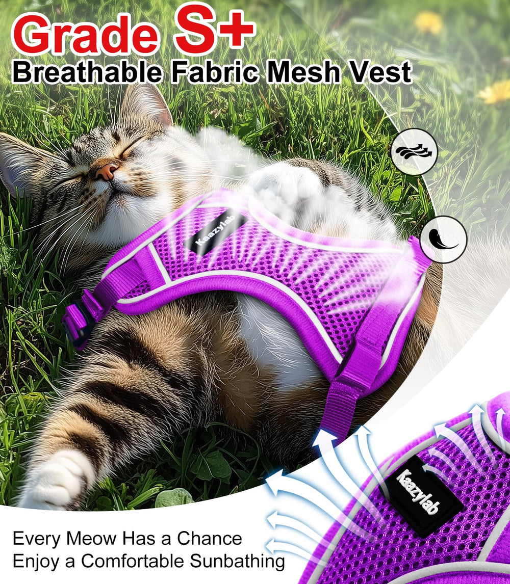 Harnais Kaazylab 360 ergonomique, ajustement sûr pour tous les chats.