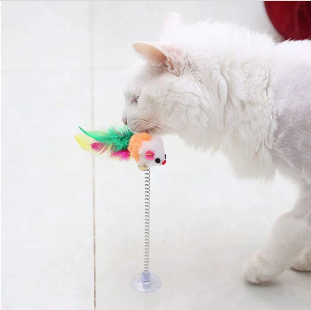 KABB souris ressort avec plume et clochette, stimule la curiosité du chat.