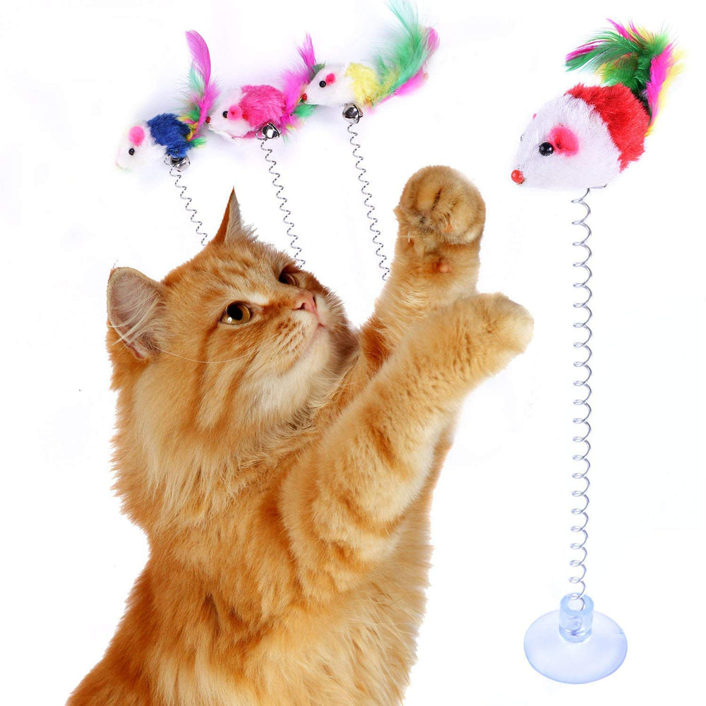 KABB souris ressort avec ventouse, fixation facile sur surface lisse pour jouer.