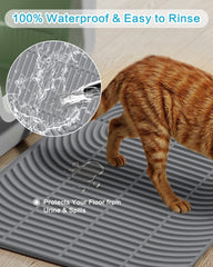 Kabeyoe Tapis Litiere Silicone XL, bords releves et anti fuite.