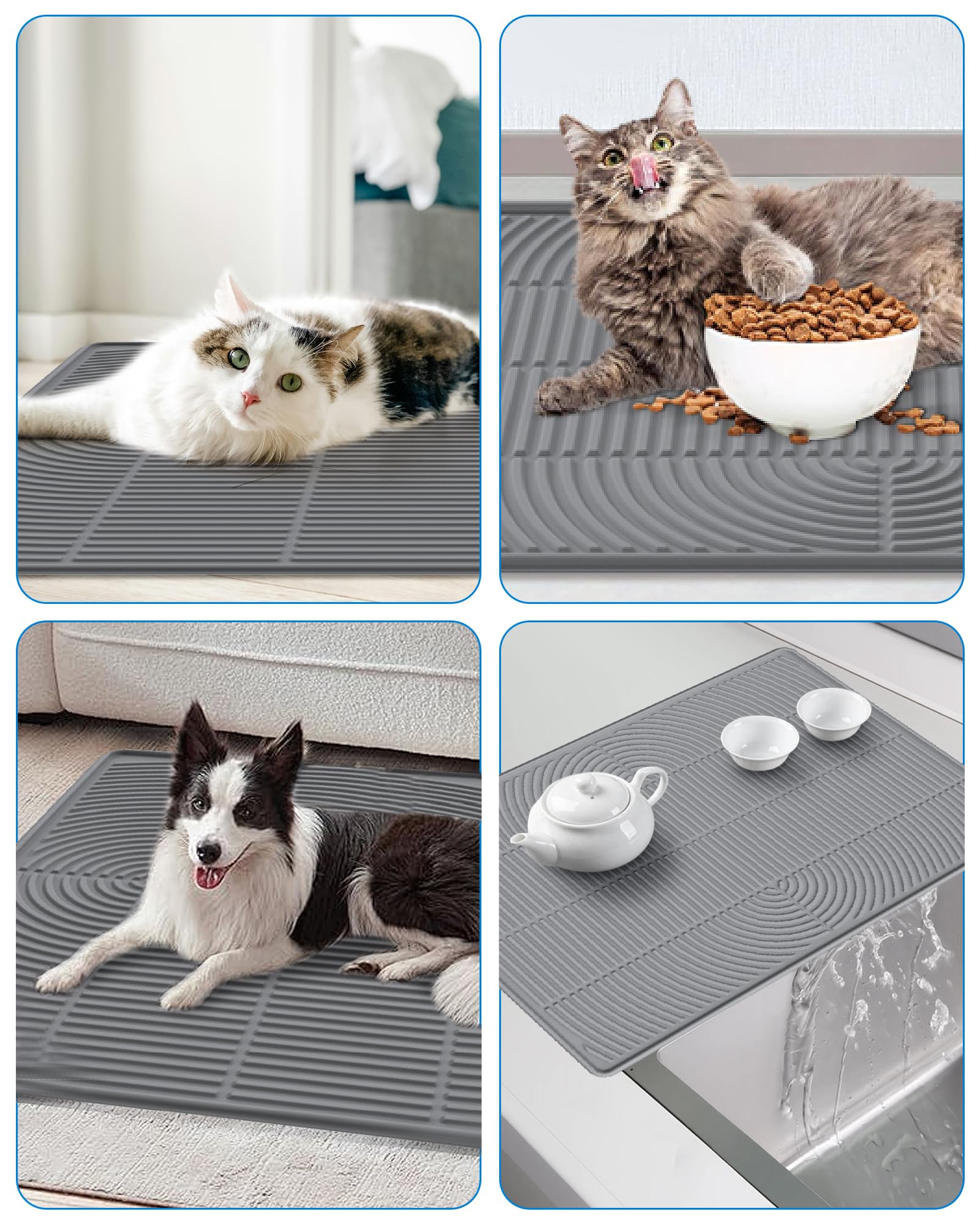 Kabeyoe Tapis Litiere Silicone XL, polyvalent pour tapis nourriture et jeux.