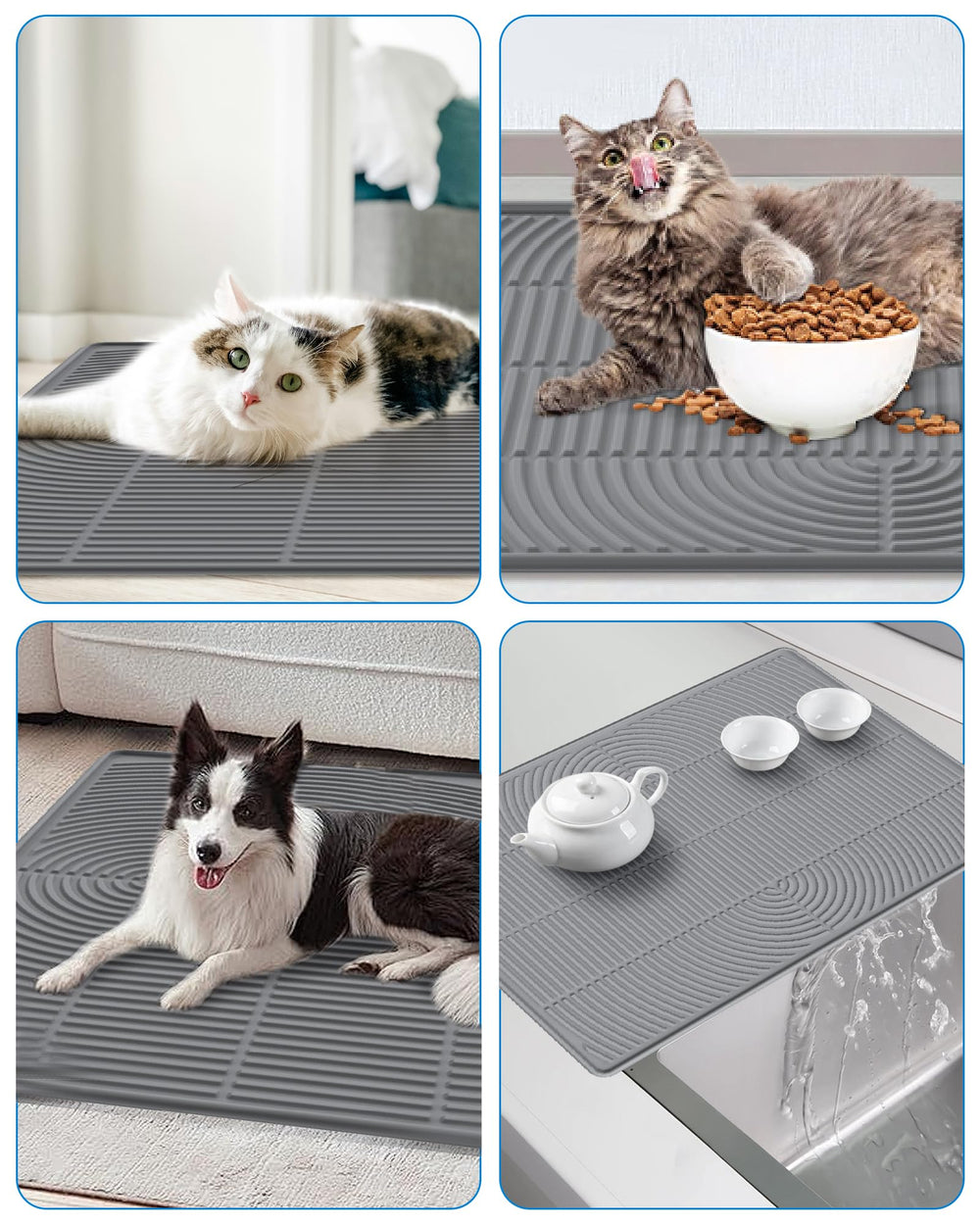 Kabeyoe Tapis Litiere Silicone XL, polyvalent pour tapis nourriture et jeux.