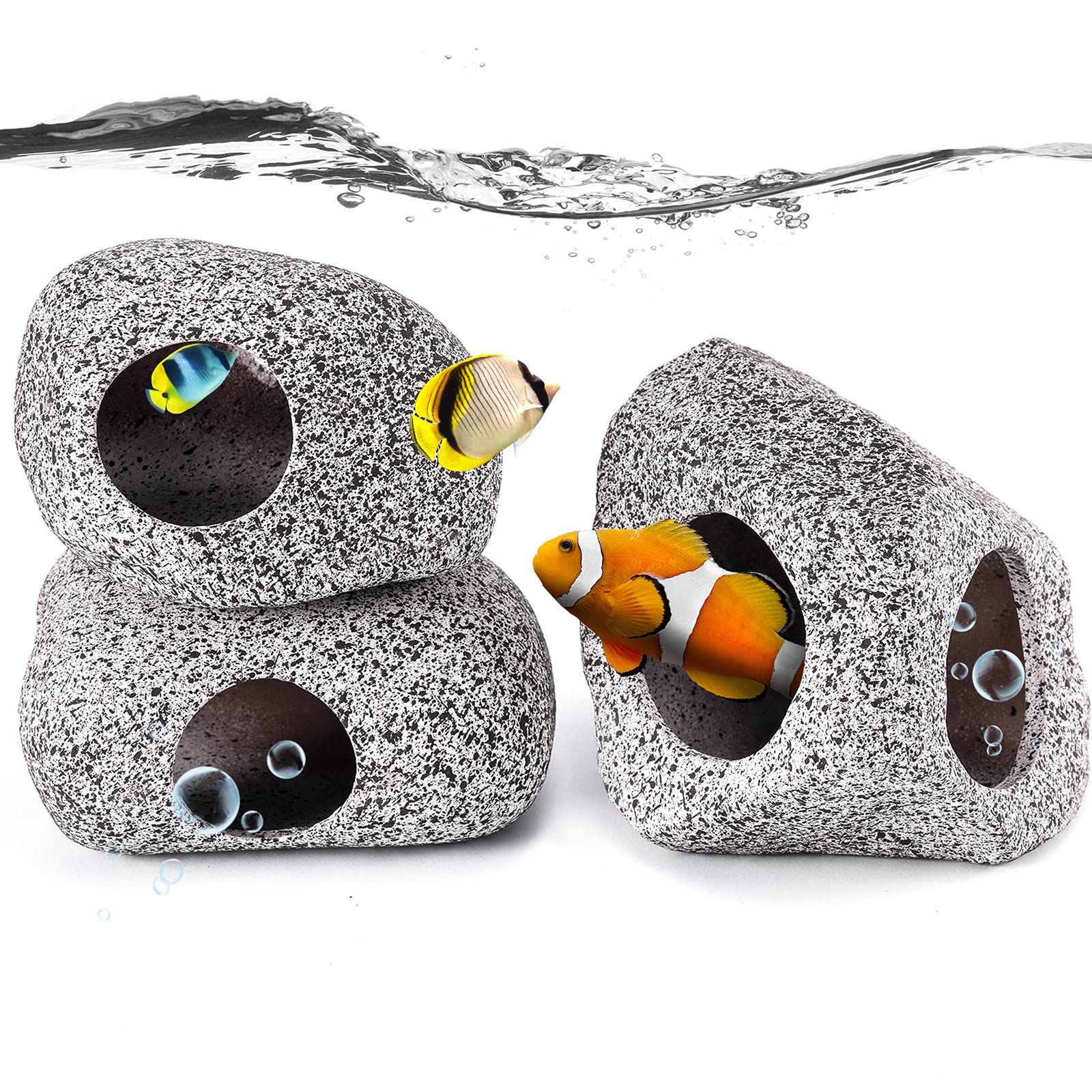 Kabuda ensemble 3 pièces décor rocheux pour aquarium, offre cachettes et harmonie visuelle.