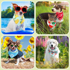 Bandana chien Kacctyen imprimés été, motifs colorés pour fêtes et sorties.