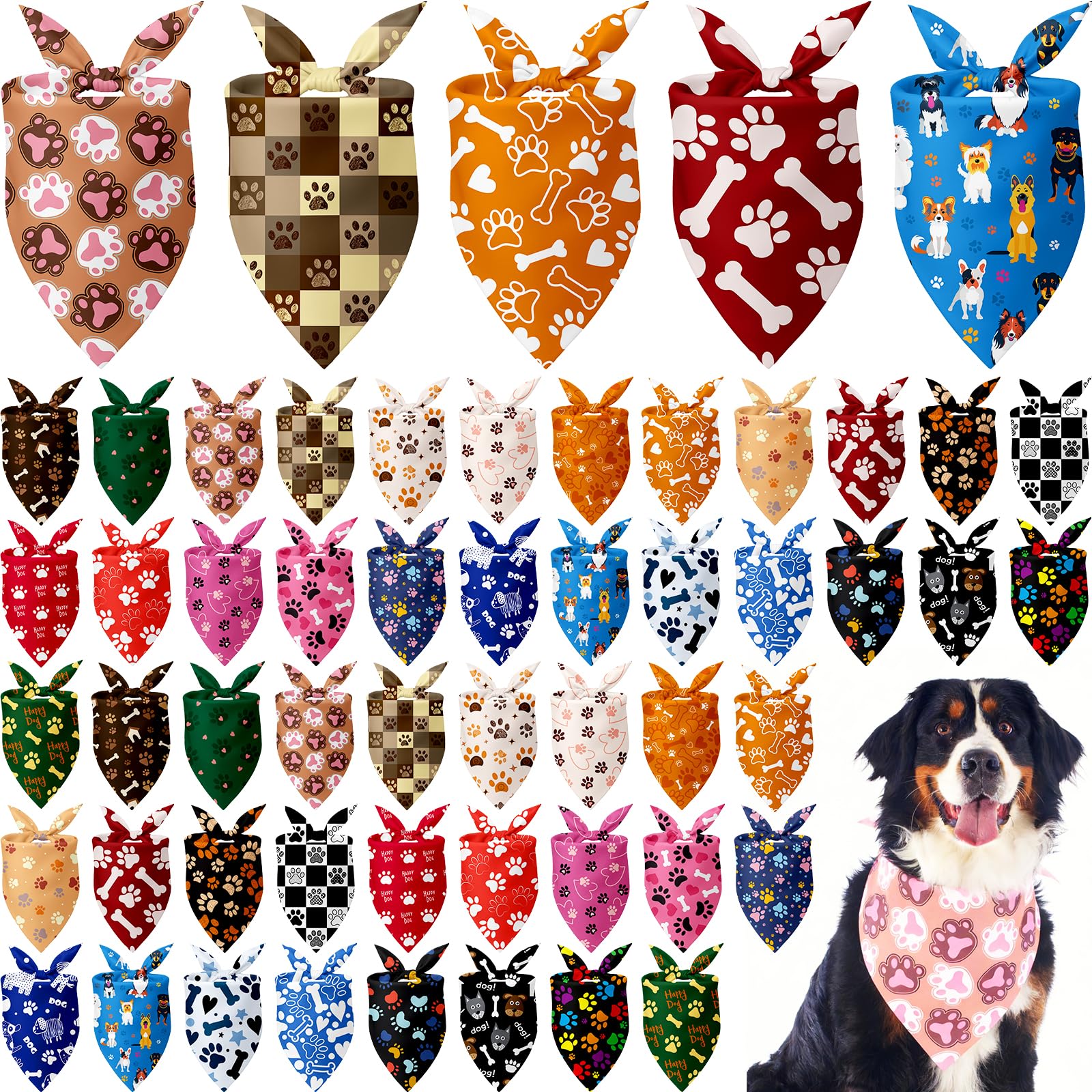 Bandanas Kacctyen chien motif pattes, parfait pour les sorties quotidiennes.