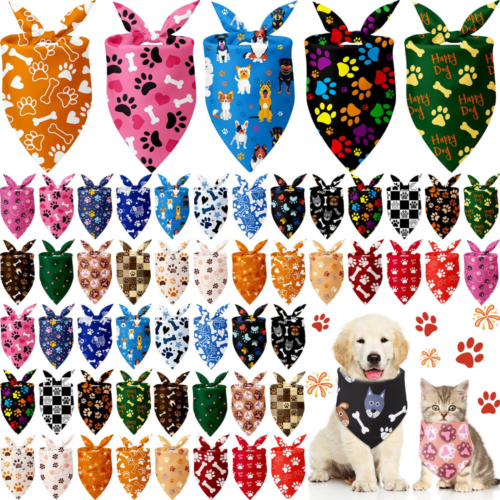 Foulard Kacctyen pour chien, motif pattes, accessoire mignon pour sorties quotidiennes.