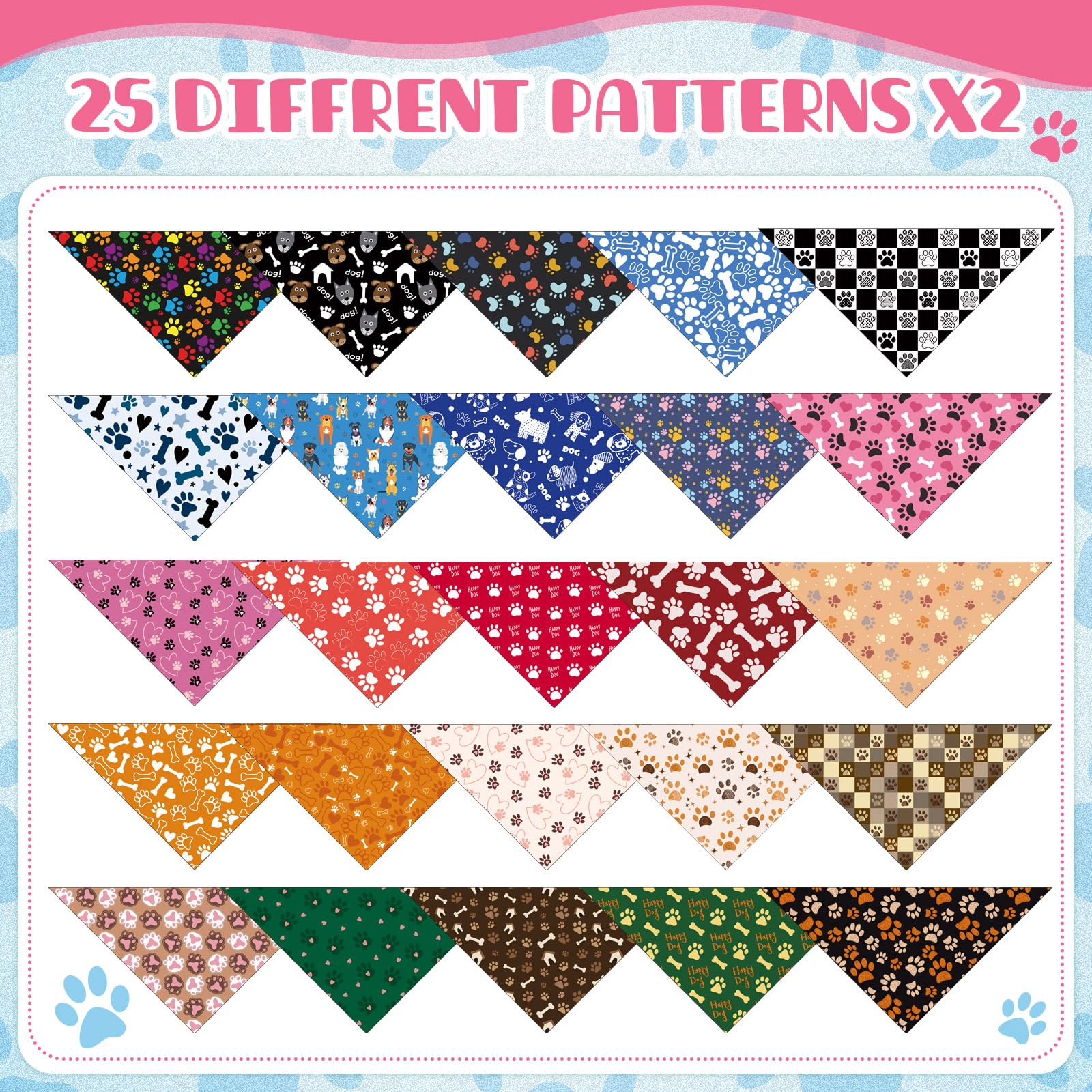 Lot de 50 foulards Kacctyen, pratique pour familles avec plusieurs animaux.