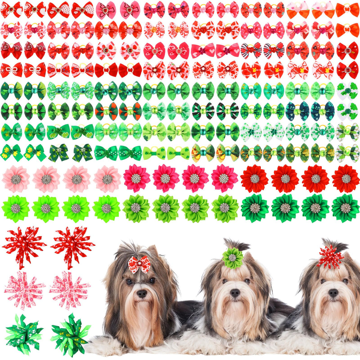 Nœud Kacctyen pour chien Saint-Patrick rouge, idéal pour les photos festives.