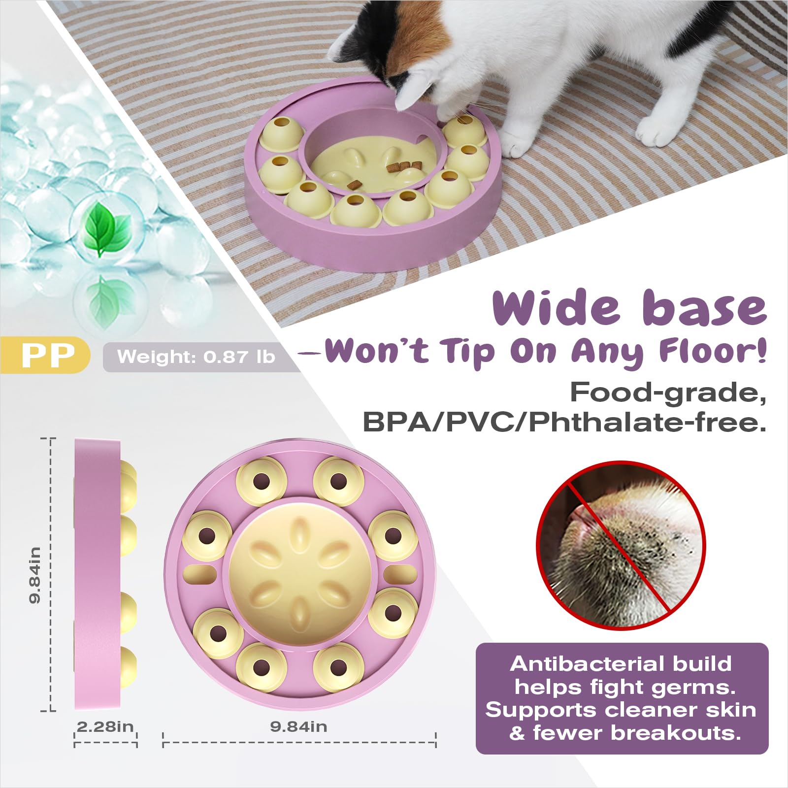 KADTC avec 8 modules mobiles pour prolonger les repas du chat.