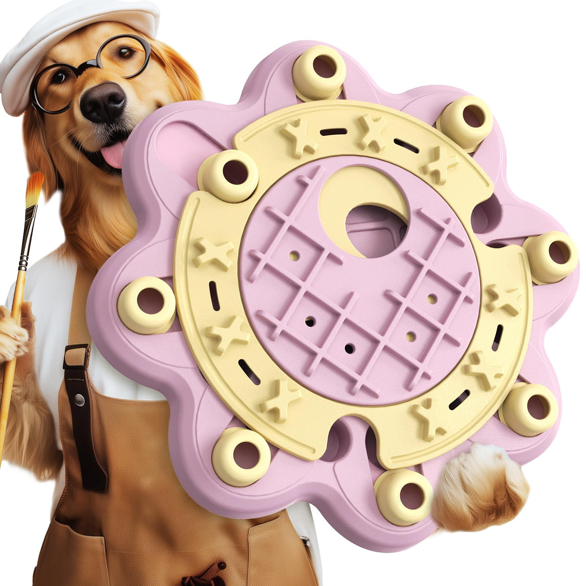 Jouet puzzle KADTC 3 niveaux en rose, stimulation mentale pour chien.