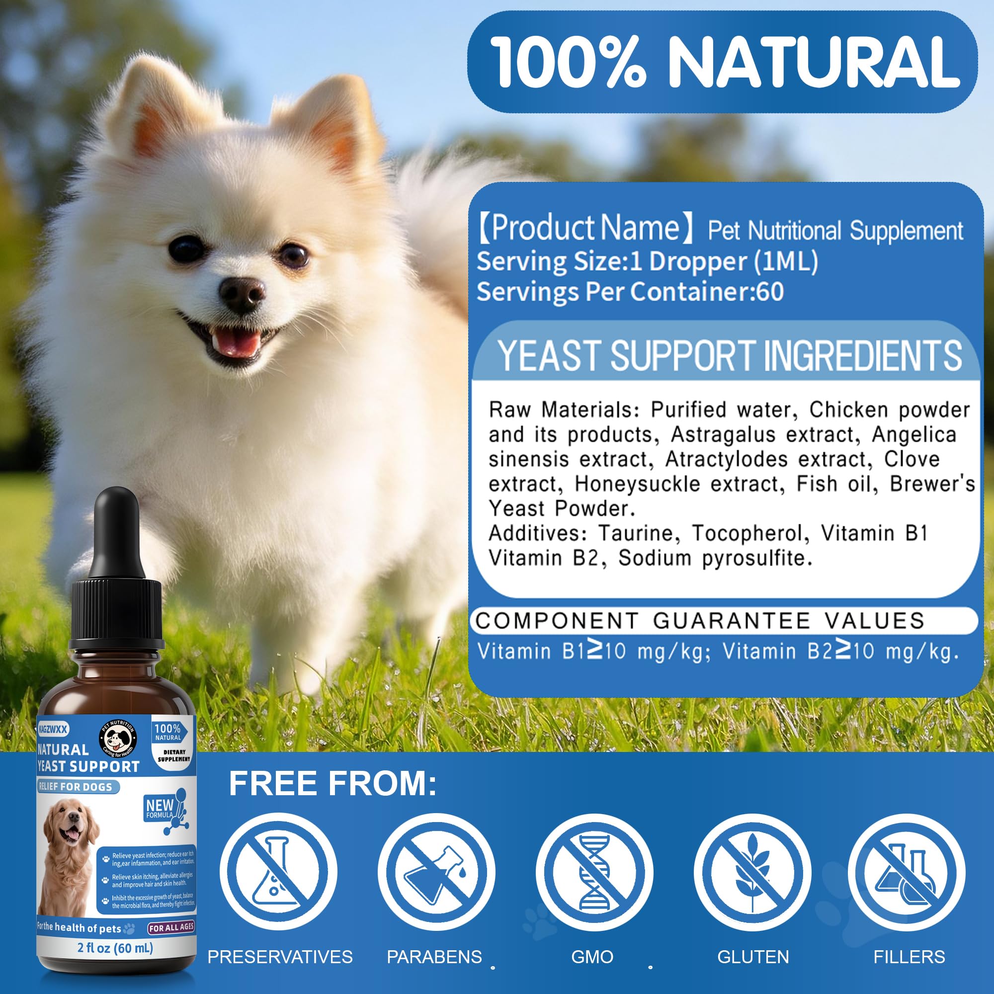 KAGZWXX Formule naturelle chien — sans produits chimiques agressifs, pour le bien-être général.