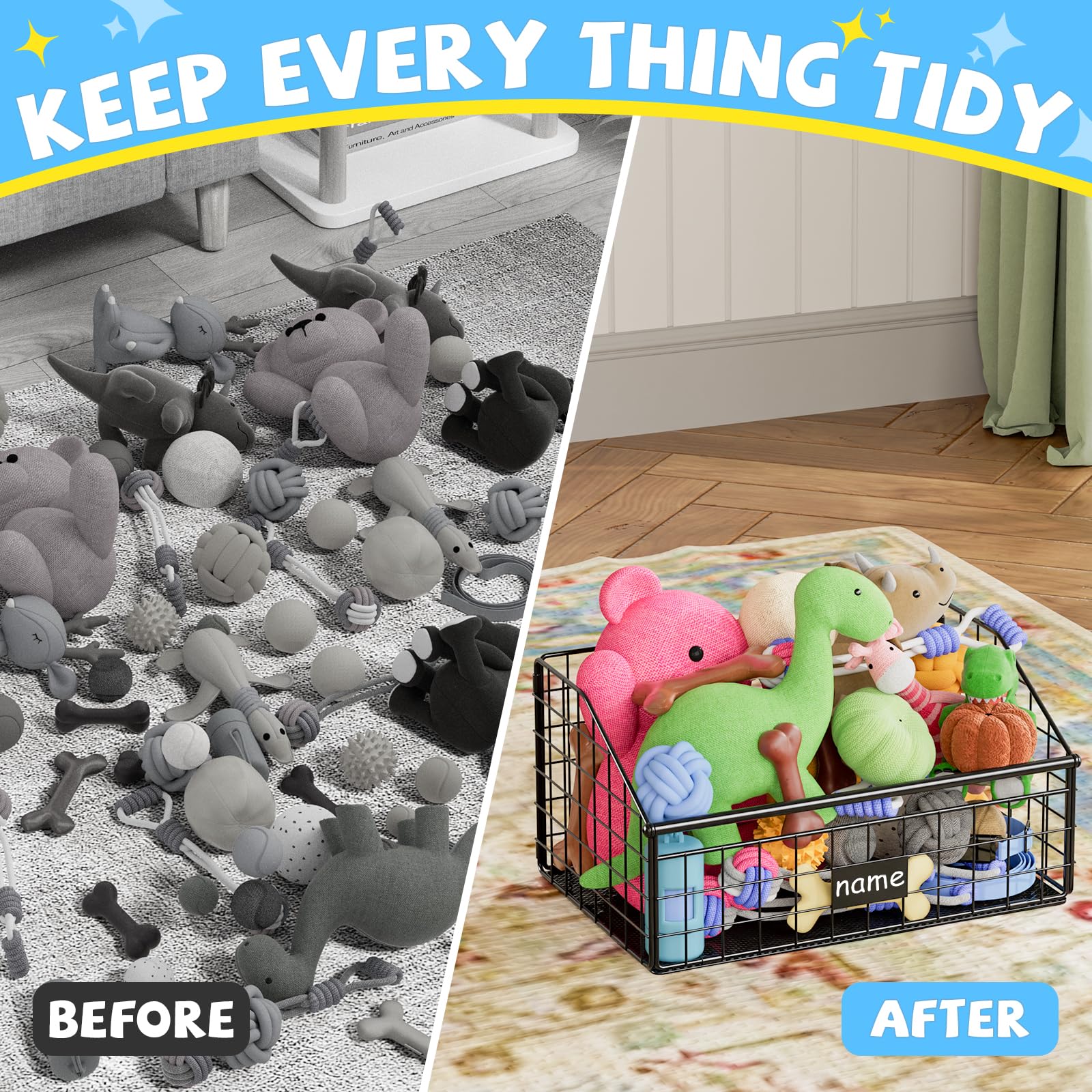 Kaiferty Organiseur-jouets domicile charme rustique, intégration déco pratique.