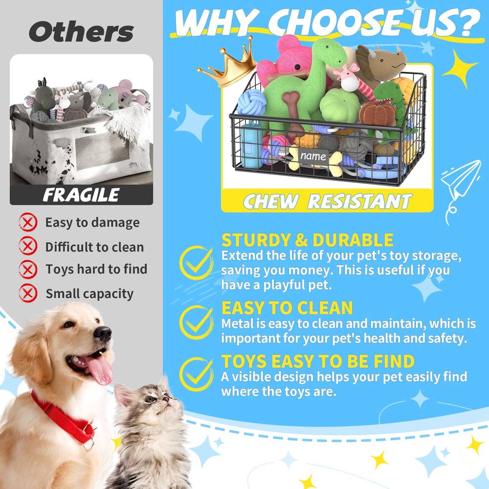 Kaiferty Panier-jouets chien design incline, accès facile pour ramasser les jouets.