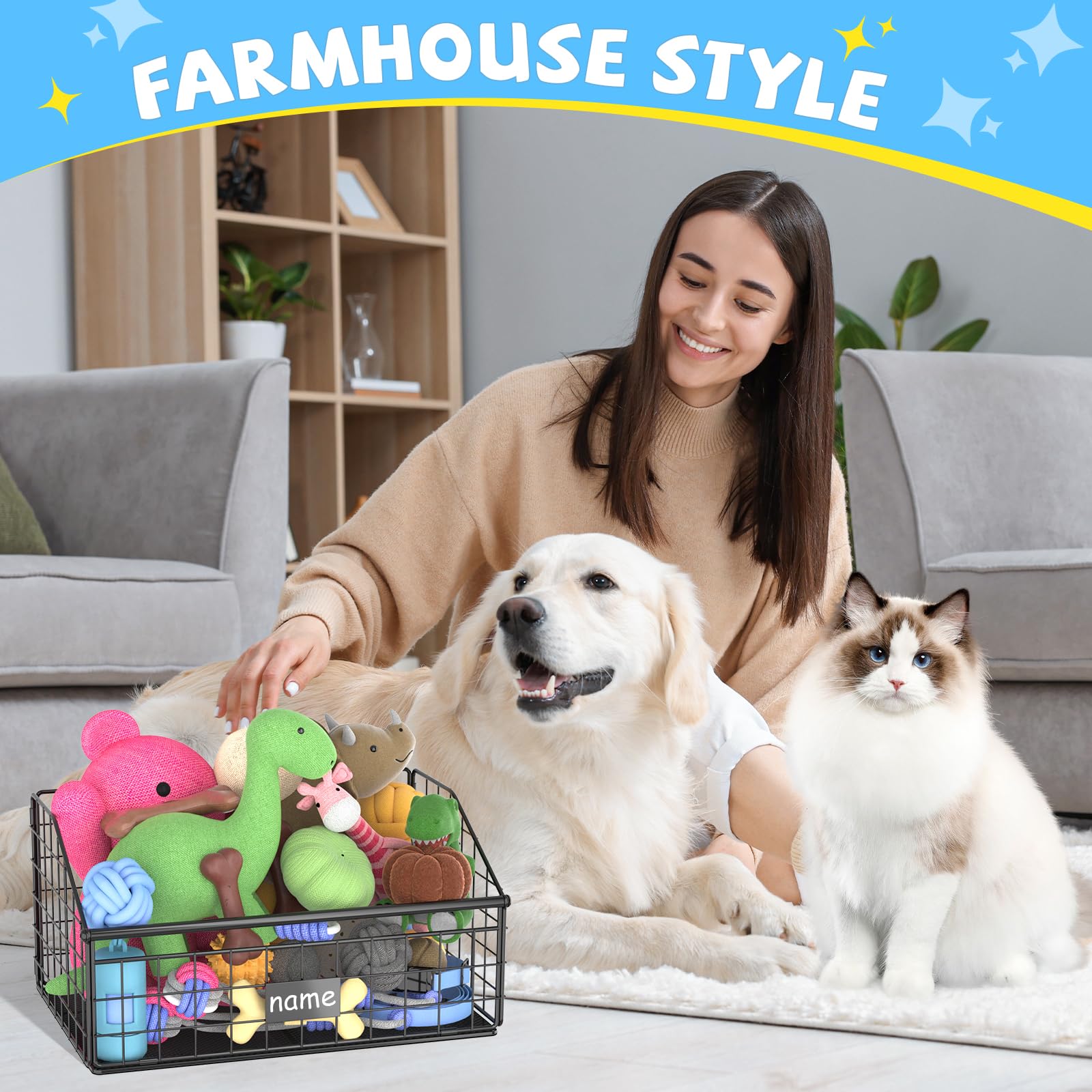 Kaiferty Panier-jouets chien-chat visibilite, trouve facilement les jouets.
