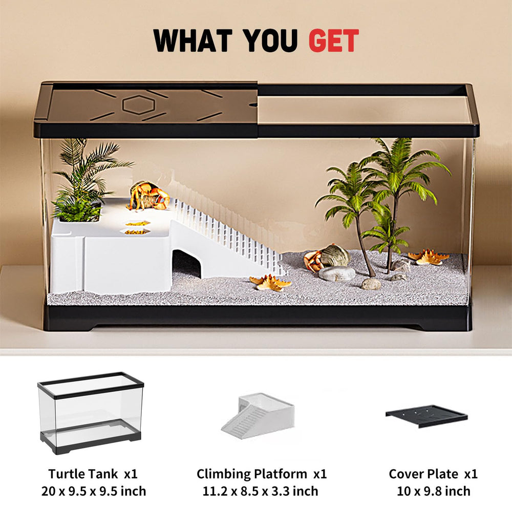 KAKOOTI aquarium tortue avec systeme d'ecoulement interne pour nettoyage facile.