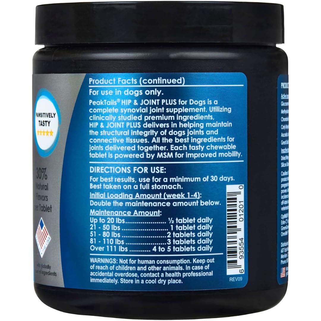 KALA HEALTH PeakTails glucosamine-chondroïtine-optims-msm, soutien mobilité des articulations