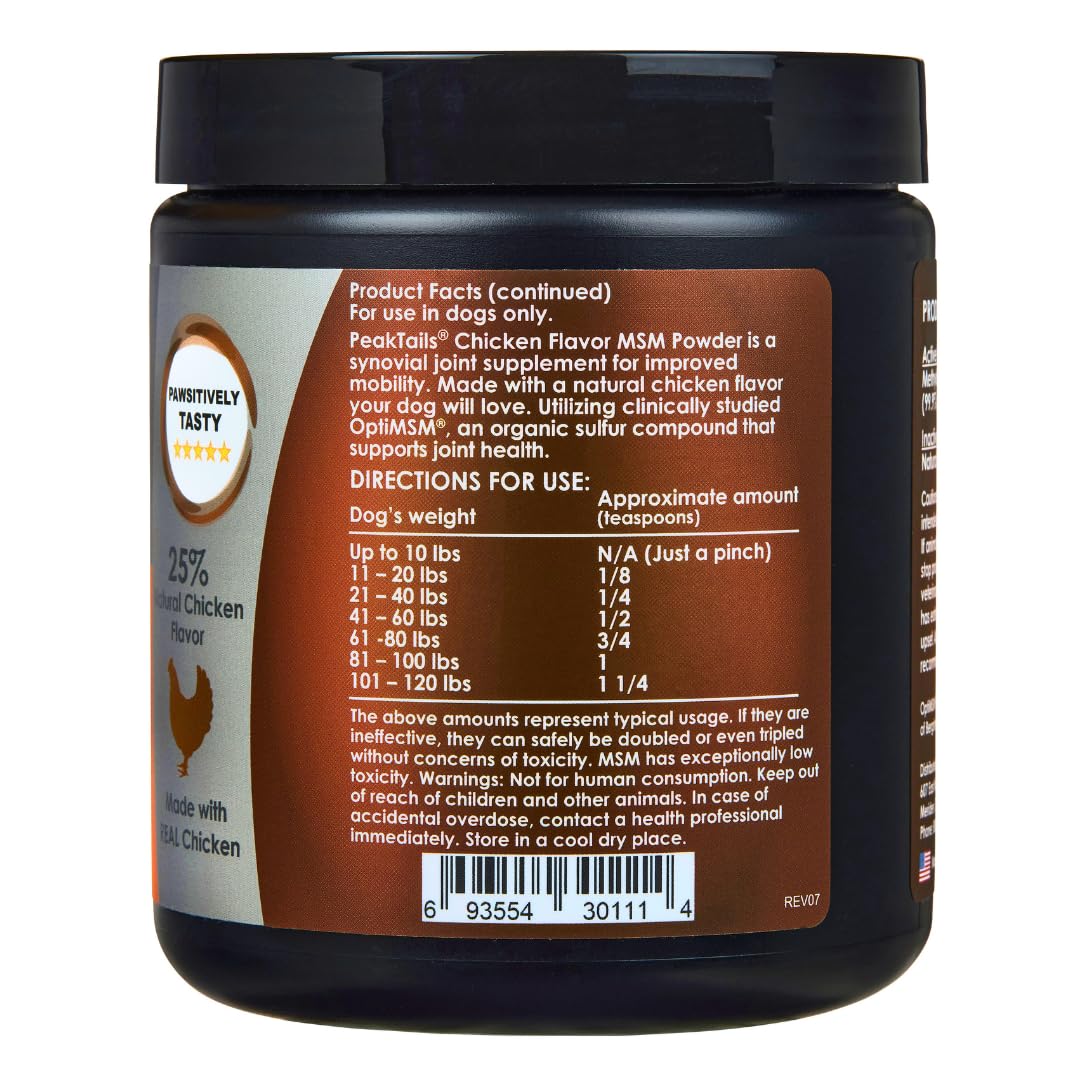 KALA HEALTH PeakTails MSM pur – sans additifs, formulation naturelle pour chien