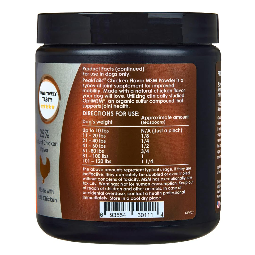 KALA HEALTH PeakTails MSM pur – sans additifs, formulation naturelle pour chien