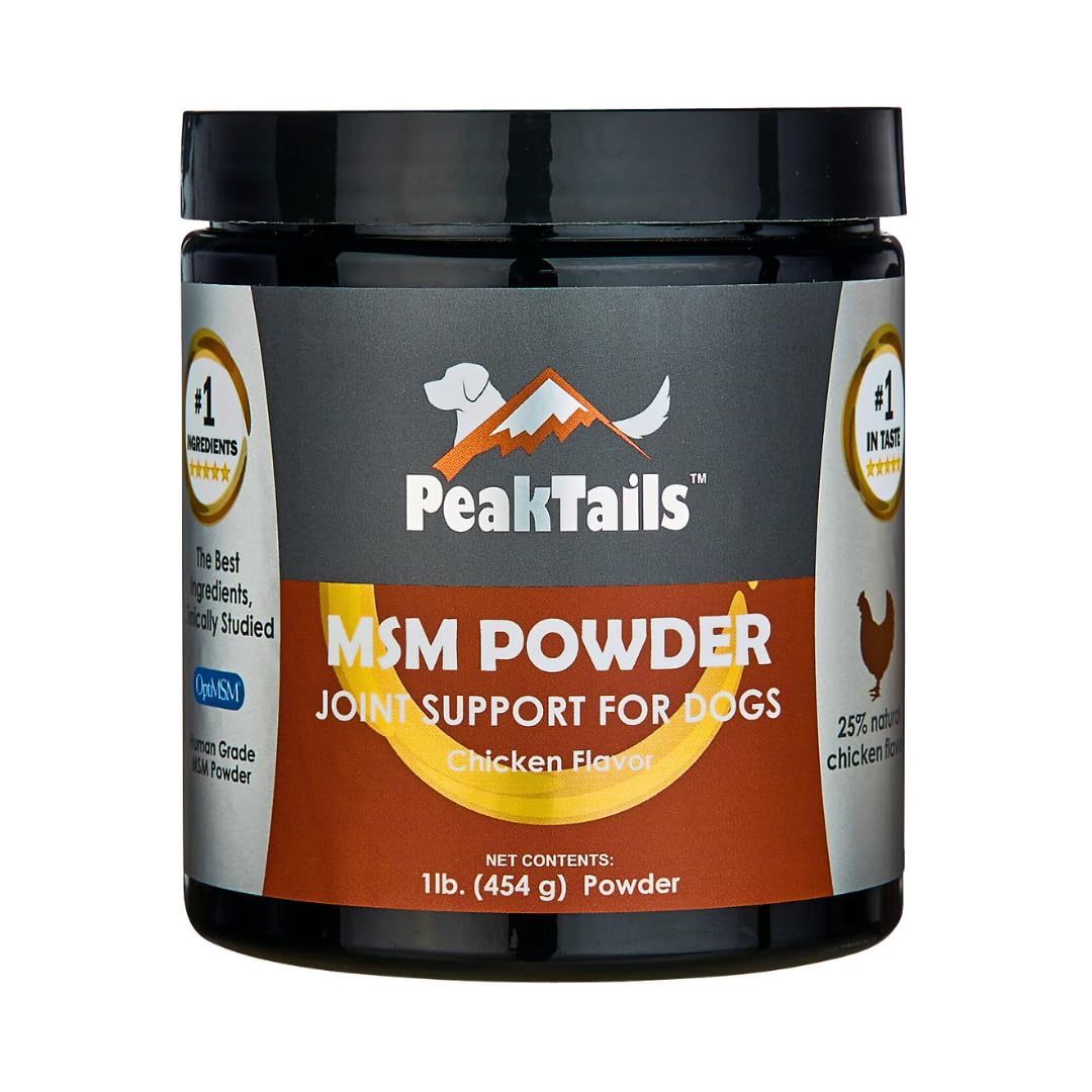 KALA HEALTH PeakTails Poudre MSM au poulet dans la bouteille, soutien potentiel à la mobilité