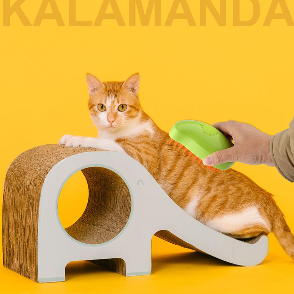 KALAMANDA brosse chat steam design mango jaune-vert attire et pratique