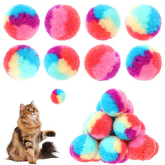 Balles Kalione peluche arc-en-ciel, 3 cm, parfaites pour le jeu du chat.