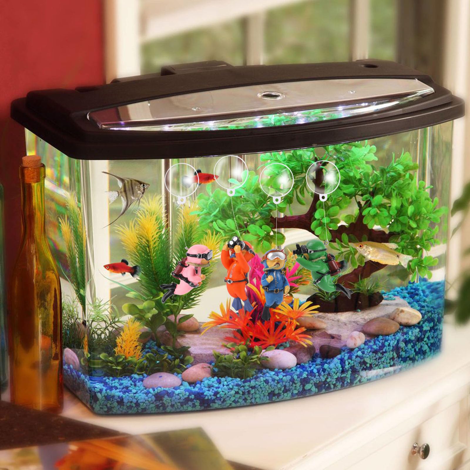 KALIONE pack 4 decors aquarium plongeurs mignons: cadeau idéal et surprise