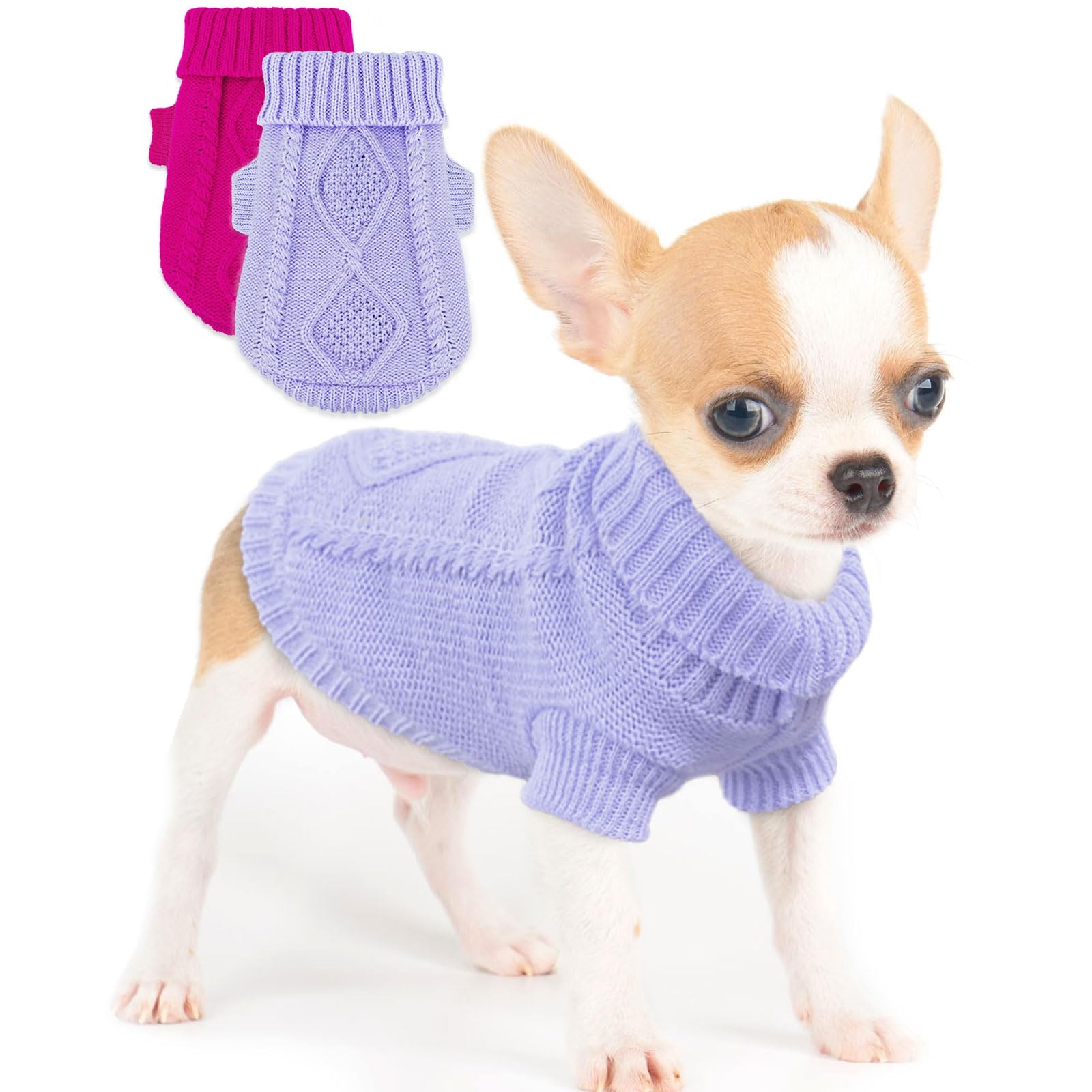 Pull Kallfir's Cutie pour chiot XXS en rose, confort et chaleur hivernale.