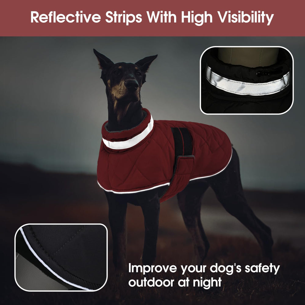 Gilet chaud Kama Bridal pour chien rouge, fermeture facile et ajustement sûr.