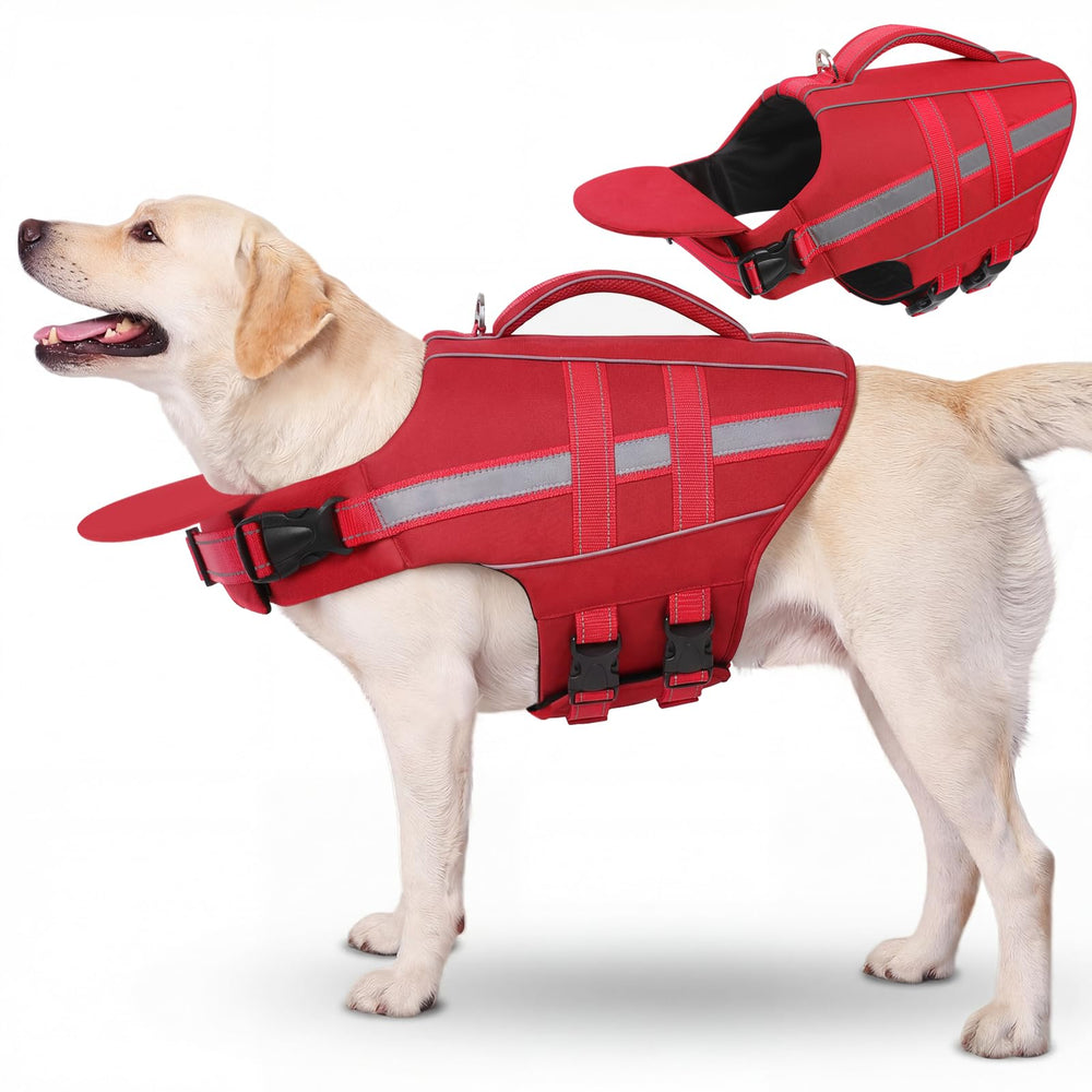 Gilet KAMA BRIDAL pour chien rouge 2XL vue avant, flotteur efficace en eau.