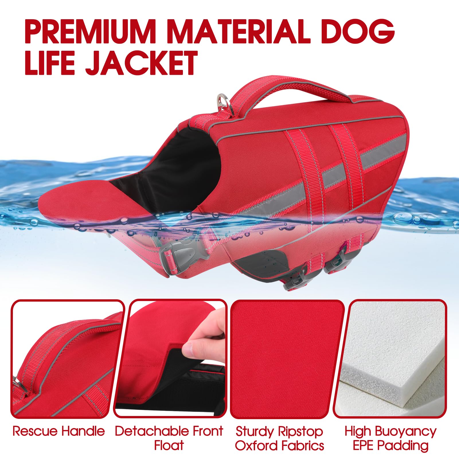 Poignée de secours du gilet KAMA BRIDAL pour chien rouge 2XL.