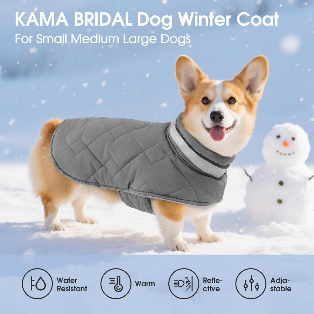 KAMA BRIDAL manteau chien avec fermeture auto-agrippante sur le ventre, ajustement précis.