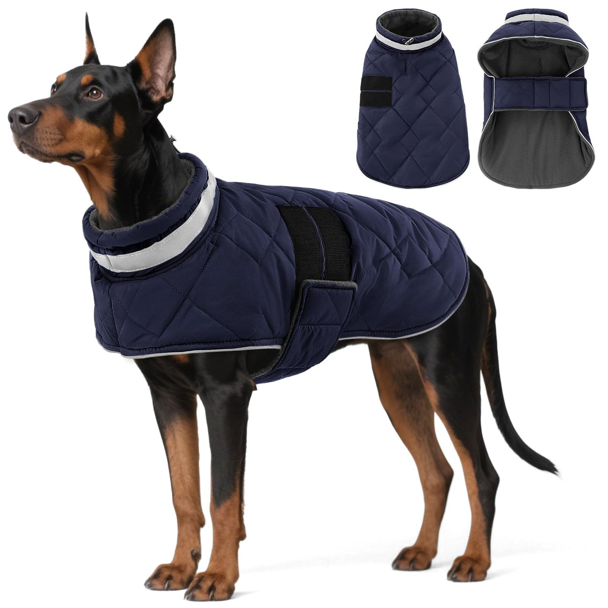 KAMA BRIDAL manteau hivernal pour chien bleu foncé offre chaleur durable en extérieur.