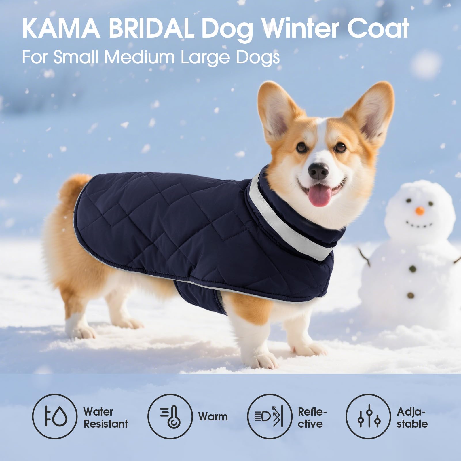 Kama Bridal manteau hivernal chien idéal pour extérieur et intérieur.