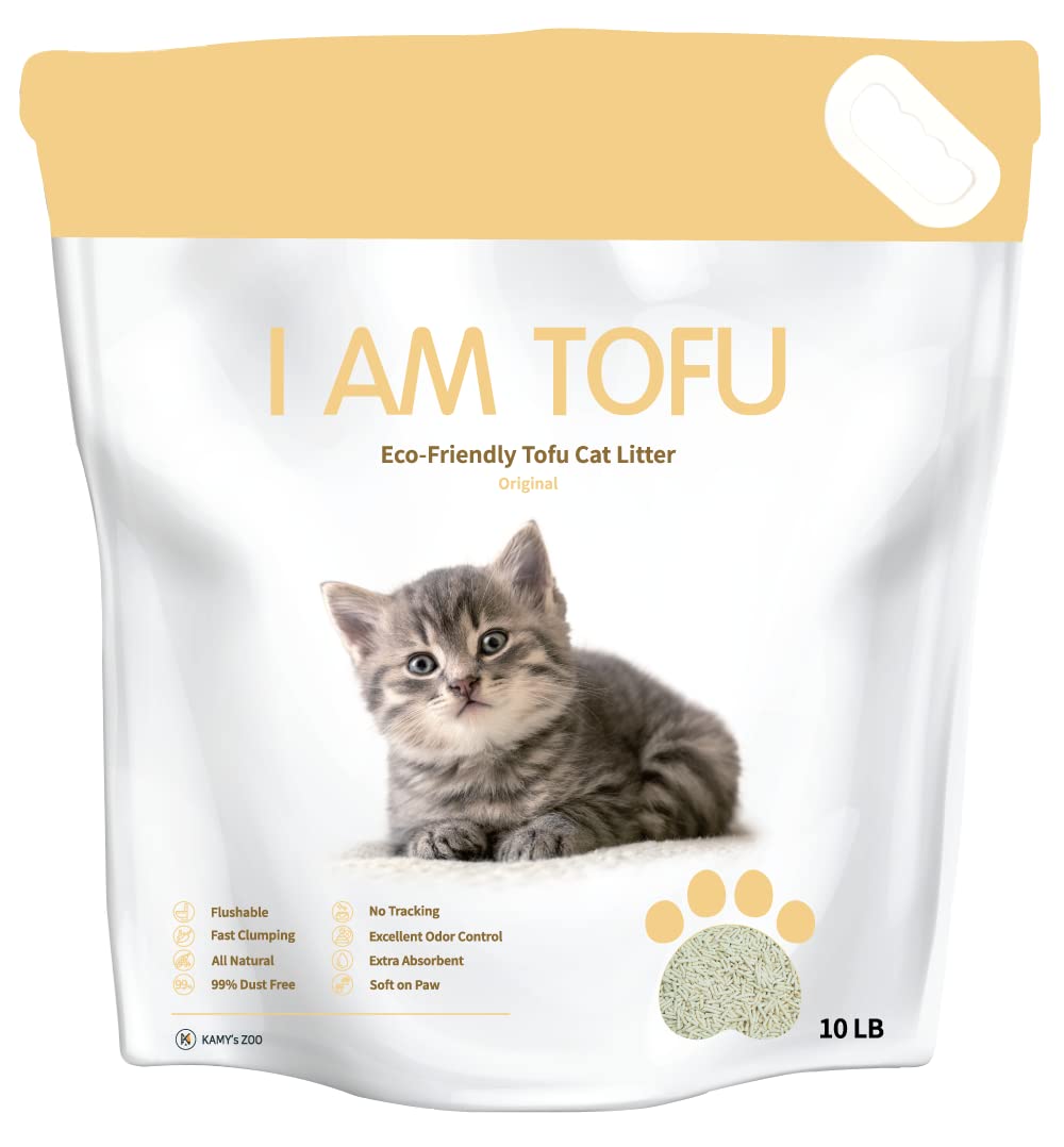 KAMY's ZOO I AM TOFU, litière chat originale 10L, emballage pratique et écologique.