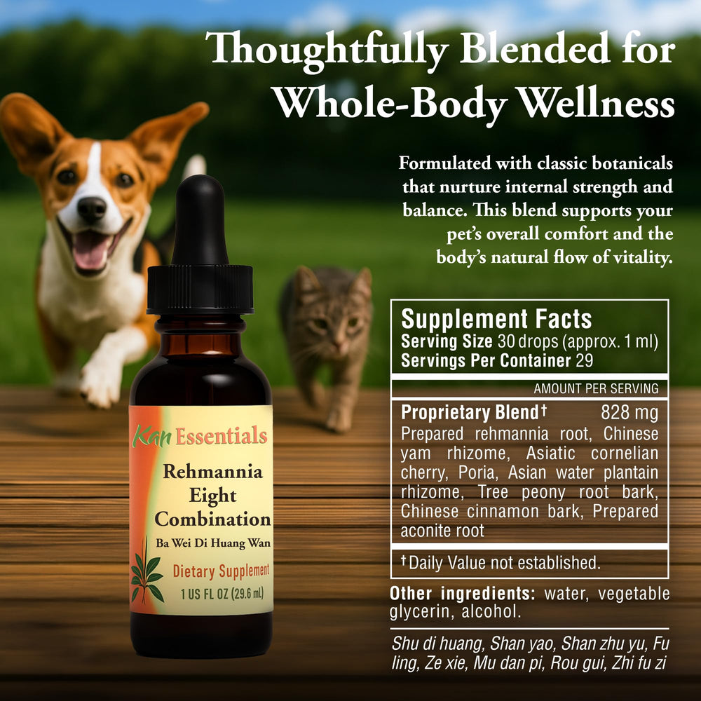 Kan Herb Rehmannia Eight mélange d'herbes traditionnelles pour le bien-être animal.