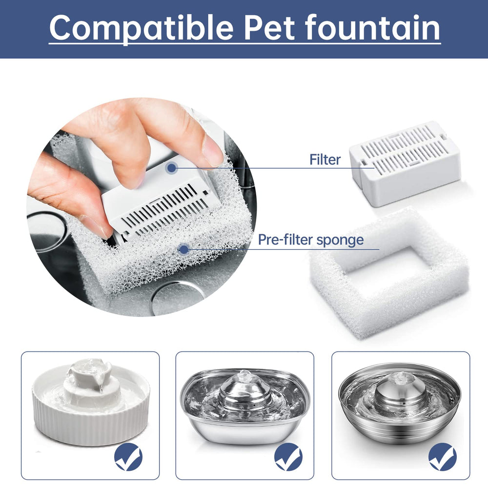 Filtre mousse pré-filtre KANCHOU pour fontaine en céramique, capture cheveux et débris.