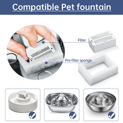 Filtre mousse pré-filtre KANCHOU pour fontaine en céramique, capture cheveux et débris.