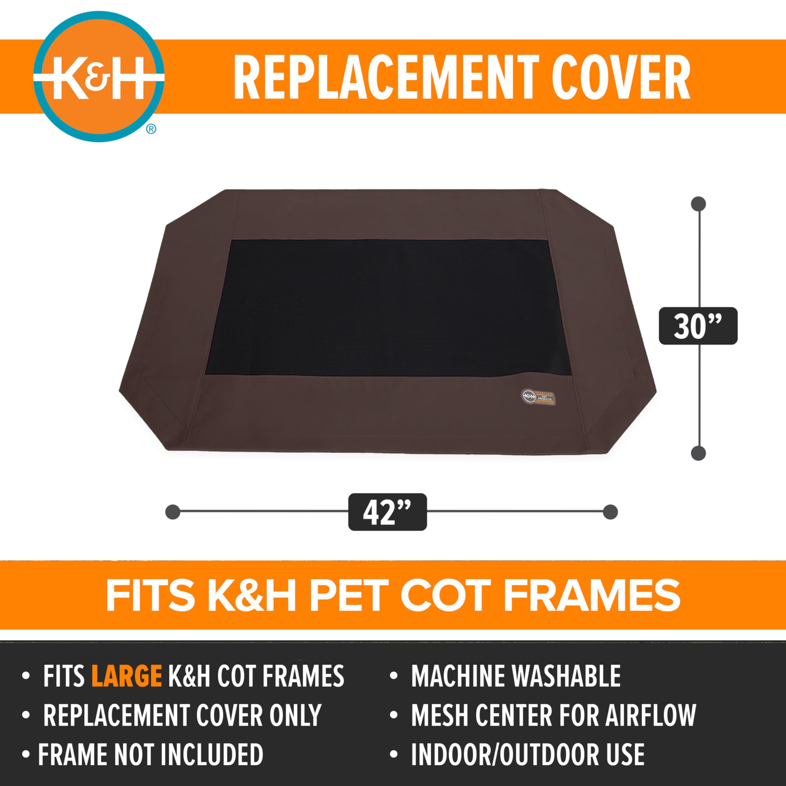 Centre en maille respirante sur la housse K&H, frais et confortable.